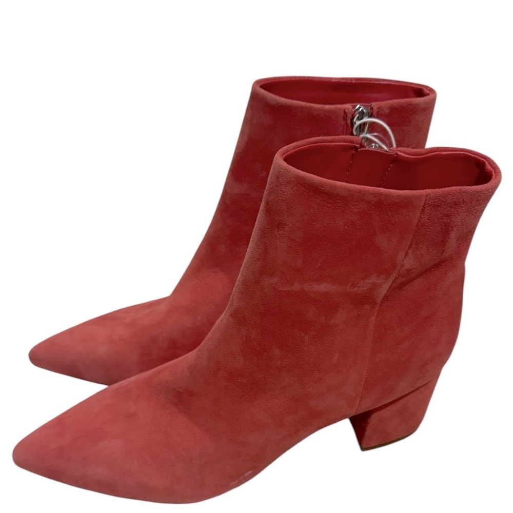 Marc Fisher Red Jelly Suede/ Leather Pointed Toe Block Ankle Boots- Size 7.5M